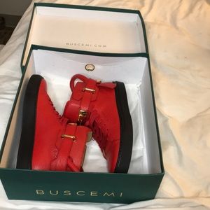 Buscemi padlock detail high top sneakers Red Black